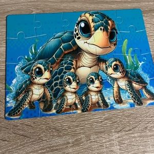 Puzzle-A turtle and her hatchling! Perfect kids birthday party gift or give away